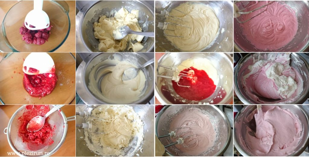 Tort Trio cu crema de branza ciocolata si zmeura